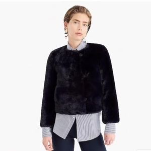 J Crew faux fur navy blue coat